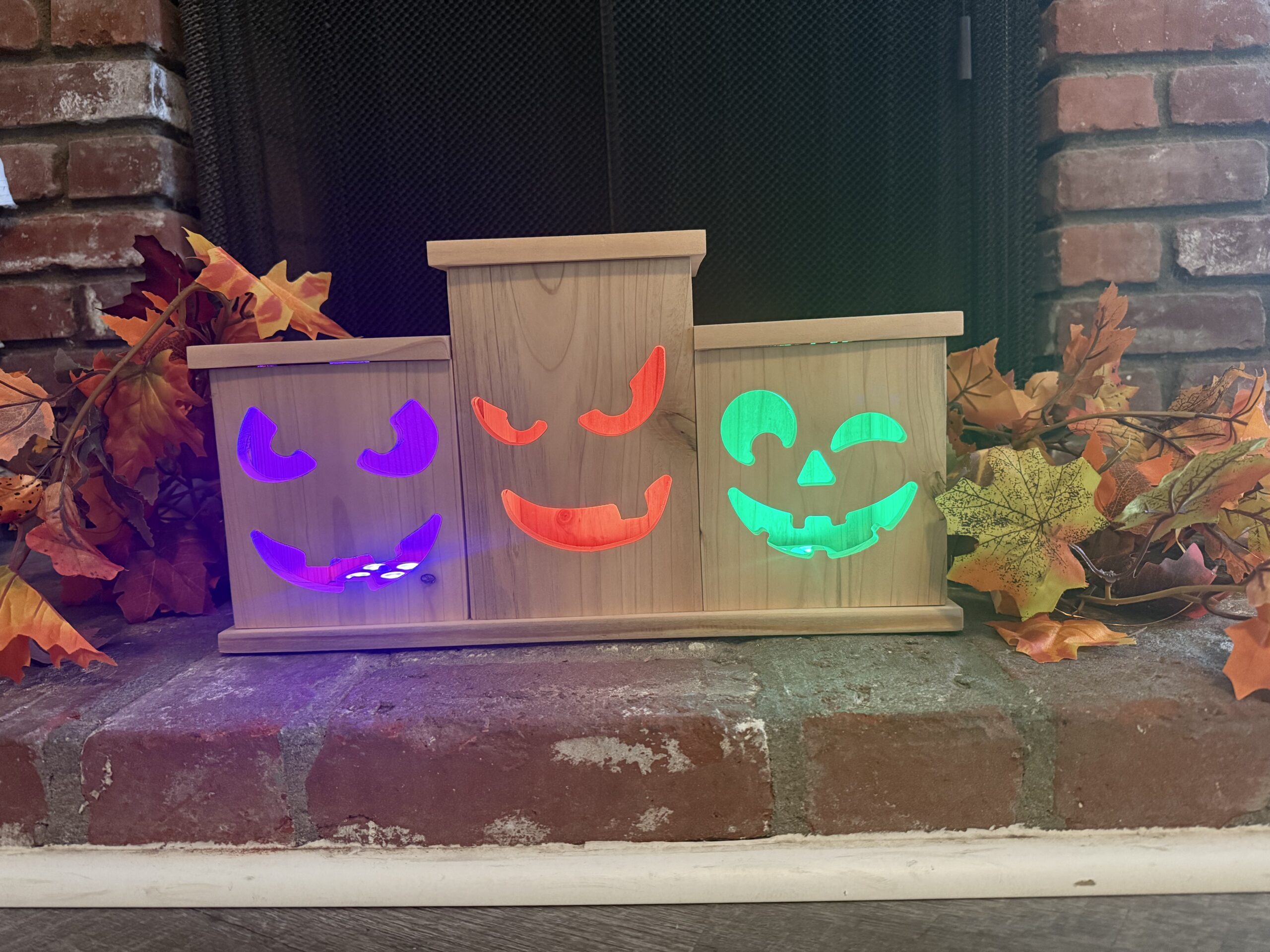 Cedar Wooden Lantern Trio – with Interchangeable Magnetic Faces